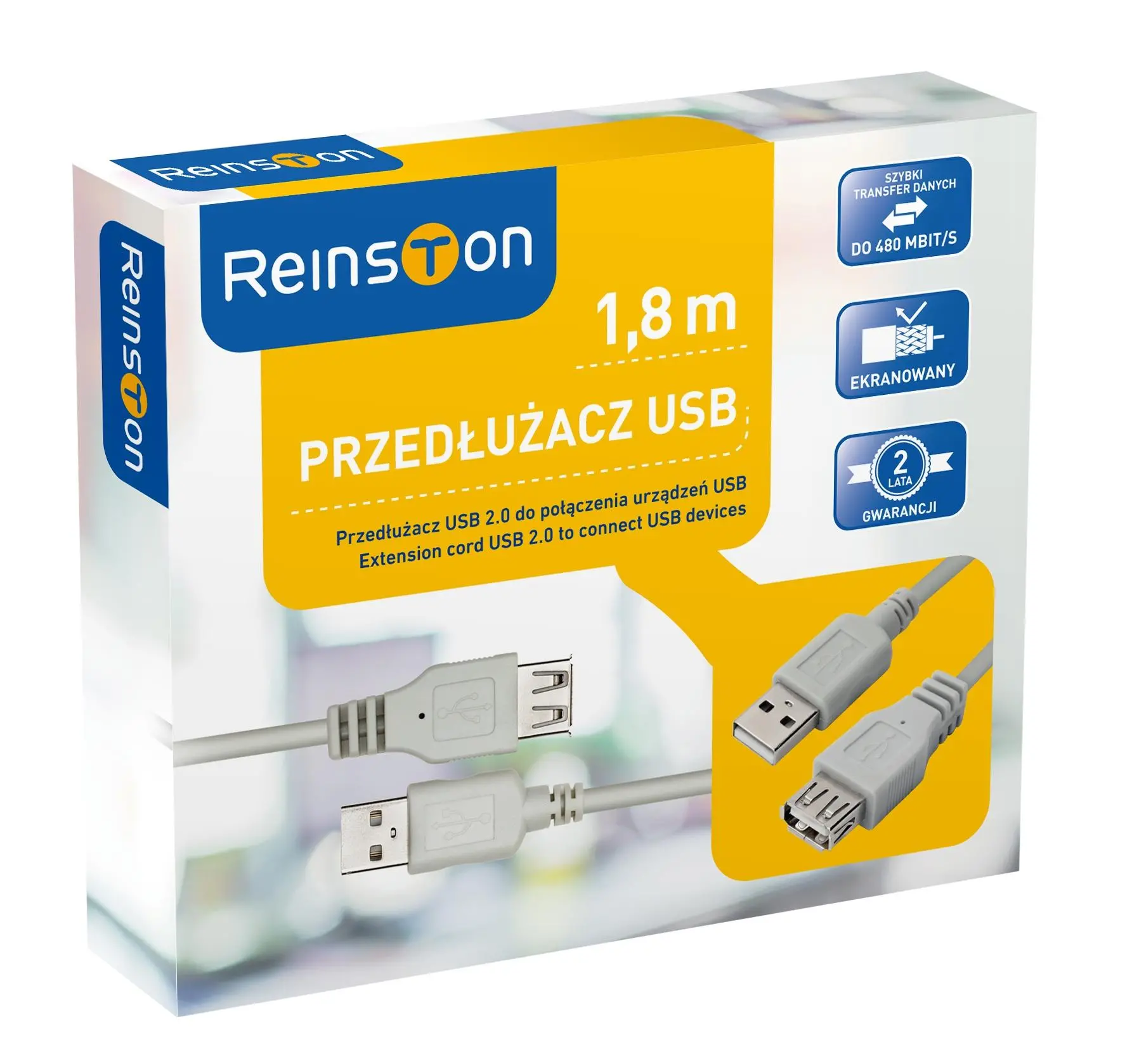 Kabel USB Reinston EKK03 1,8m Srebrno-szary