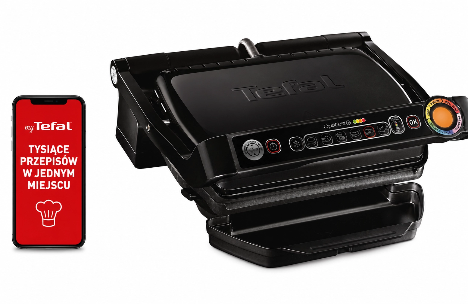 Grill elektryczny Tefal GC714834 OptiGrill+ Snacking&Baking 600cm2 Programy automatyczne
