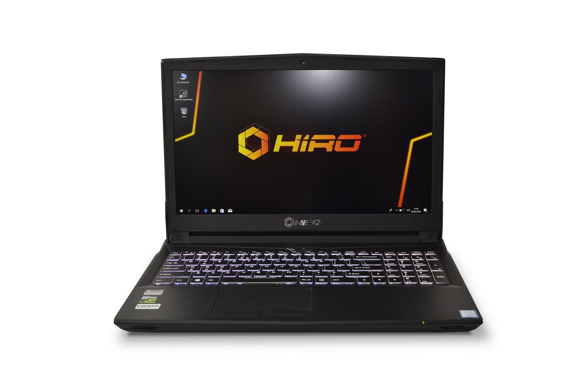 HIRO 957 H53 15,6" Intel® Core™ i7-8700 16GB RAM 1TB+512GB Dysk SSD GTX1060 Grafika