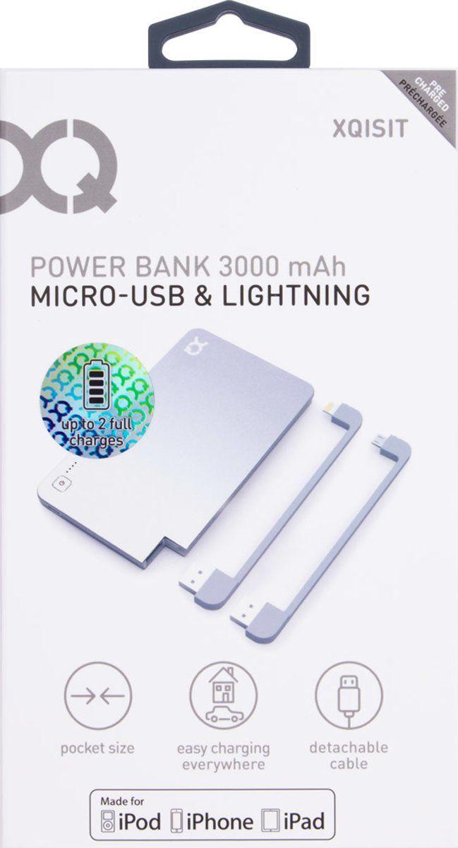 Powerbank Xqisit Lightning/micro USB 3000 mAh (srebrny)