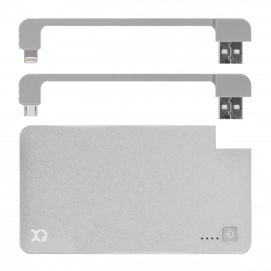 Powerbank Xqisit Lightning/micro USB 3000 mAh (srebrny)