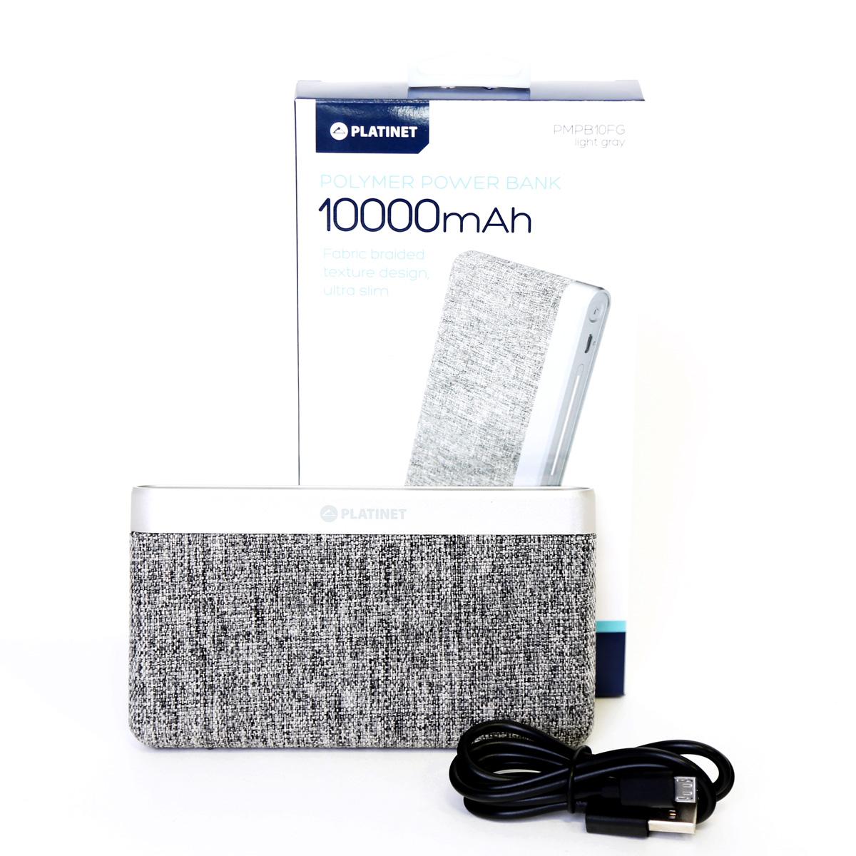 Powerbank Platinet PMPB10FG Fabric Braided 10000mAh (jasnoszary)