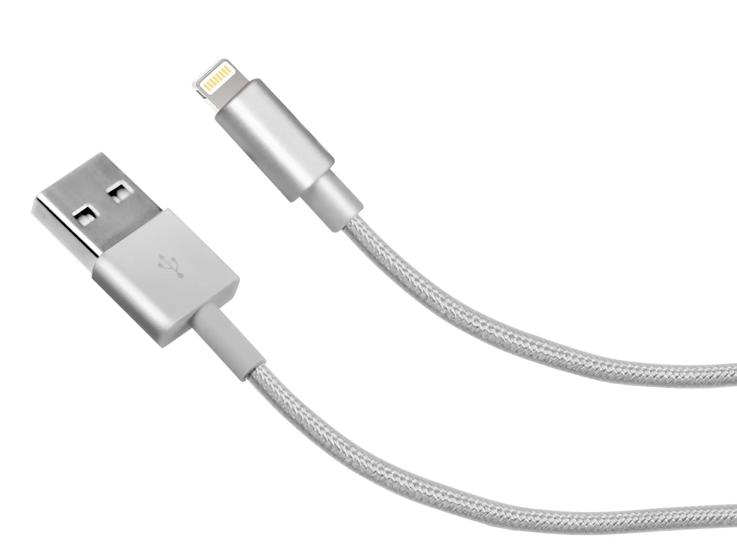 Kabel SBS LIGHTNING MFI W OPLOCIE 1m Srebrny