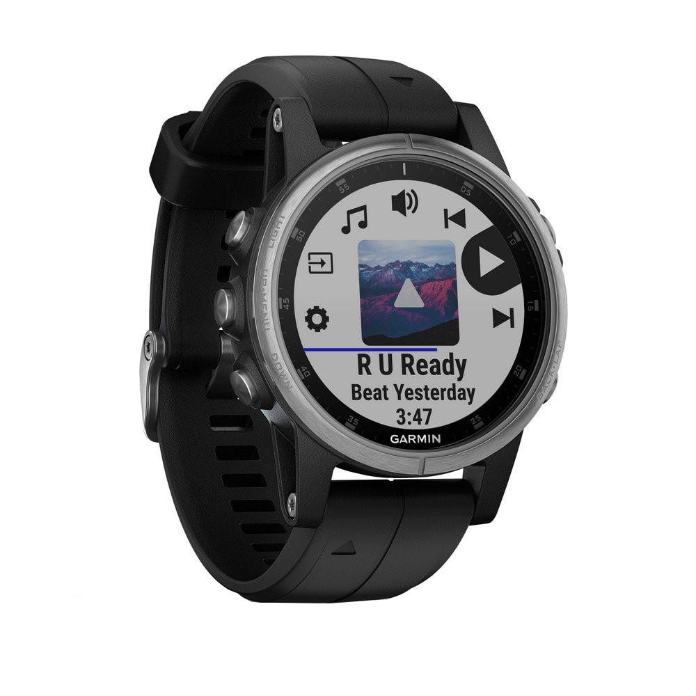 Zegarek sportowy Garmin Fenix 5S Plus Srebrny z Czarnym paskiem