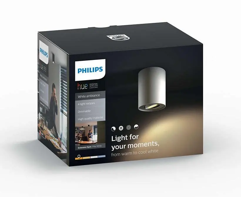 Oświetlenie punktowe Philips Hue White Ambiance Pillar Biały