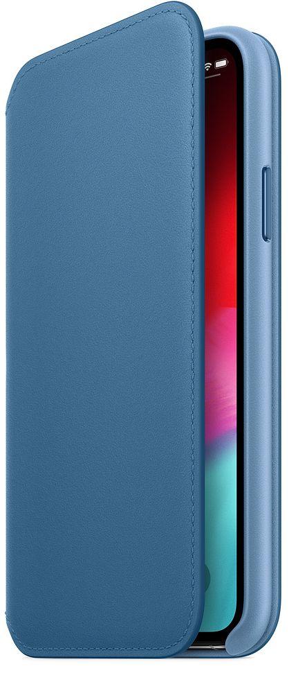Etui Apple Leather Folio do iPhone Xs MRX02ZM/A (szary błękit)