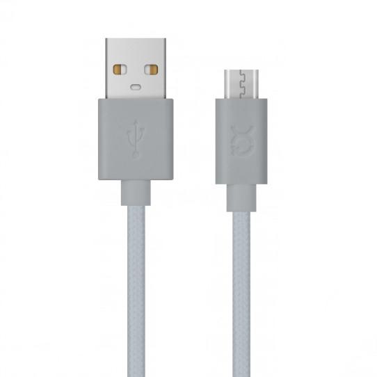 Xqisit Cotton Cable microUSB-USB A (srebrny)