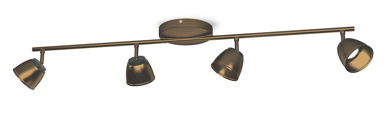 Philips County bar/tube bronze 4x4W 230V 53354/06/16