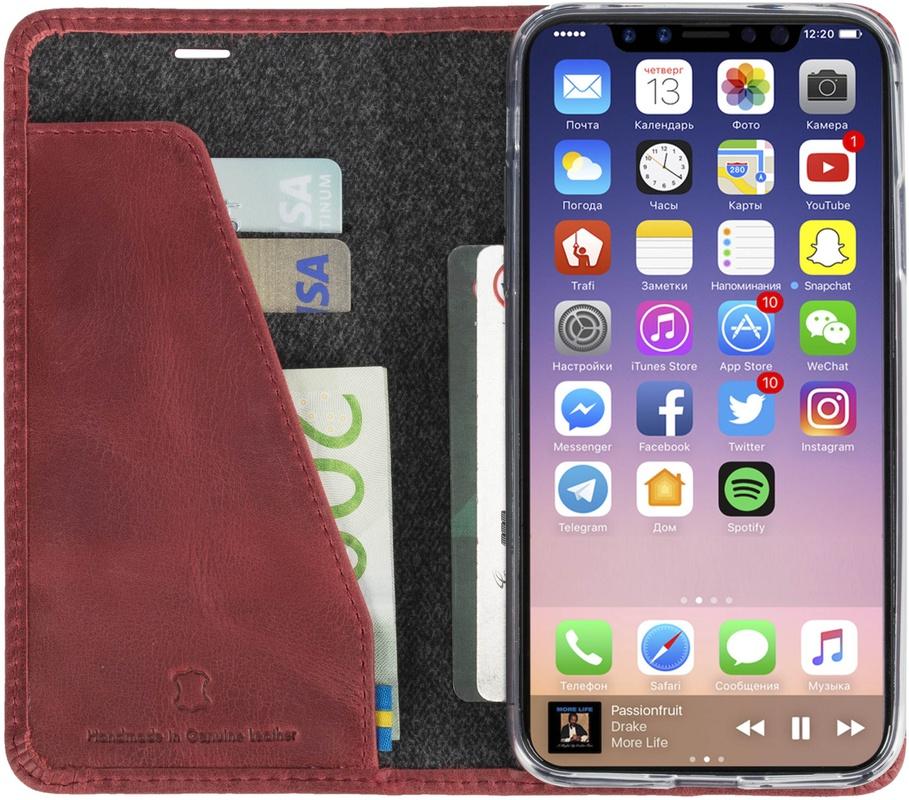 Krusell Sunne 4 Card FolioWallet iPhone X (czerwony)