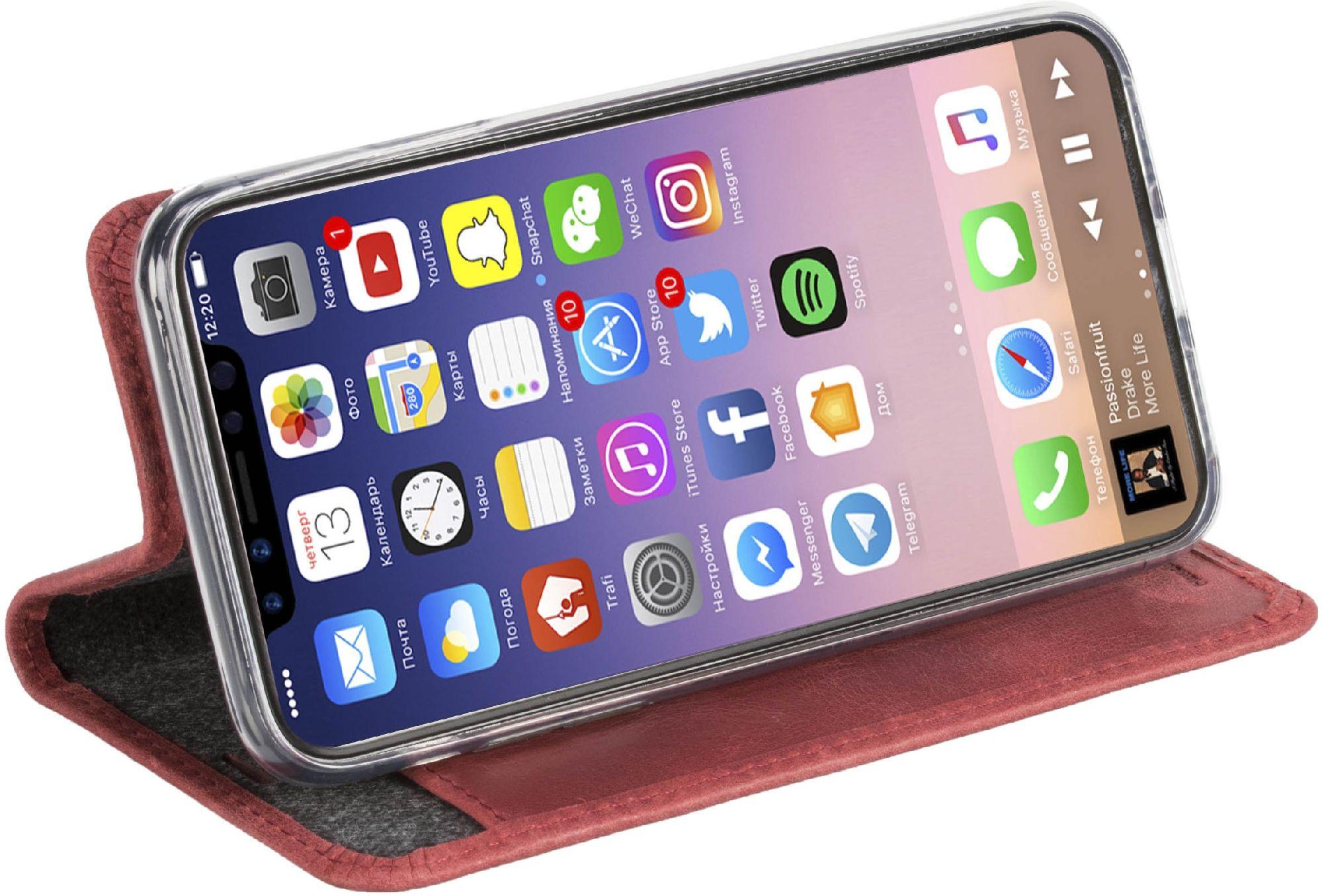 Krusell Sunne 4 Card FolioWallet iPhone X (czerwony)