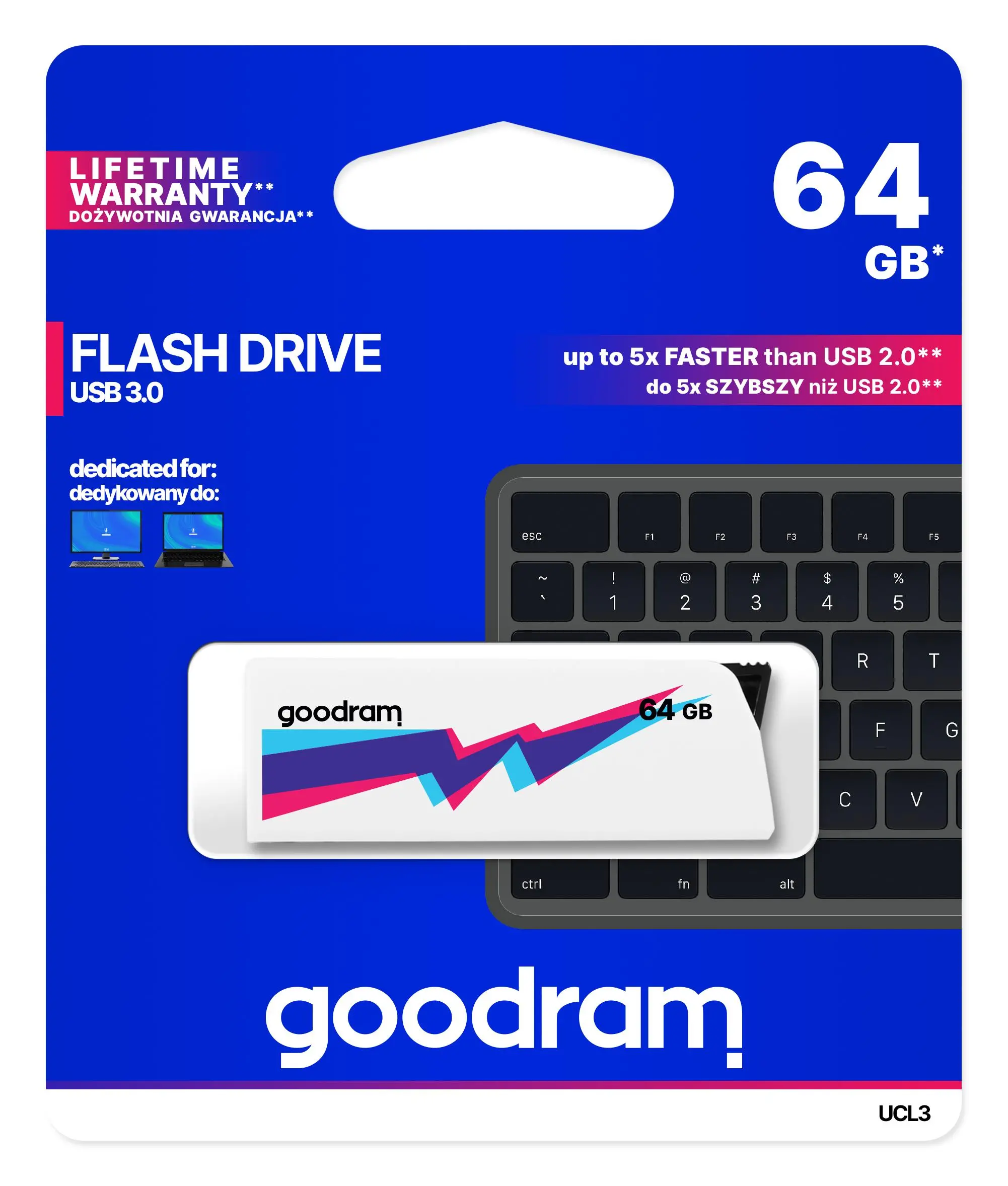 PenDrive GoodRam UCL3 64GB USB 3.2 Biały
