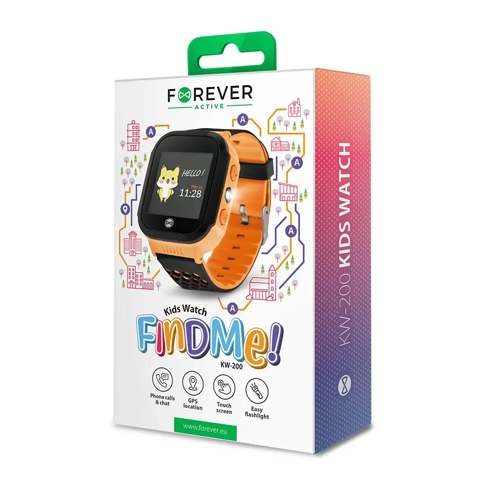 Smartwatch Forever Kids Watch FIND ME KW-200 Pomarańczowy