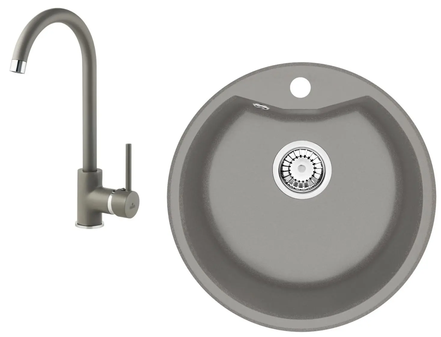 Zlewozmywak Deante Fiesta Solis ZRSBS803 Szary metaliczny + bateria stojąca Szary