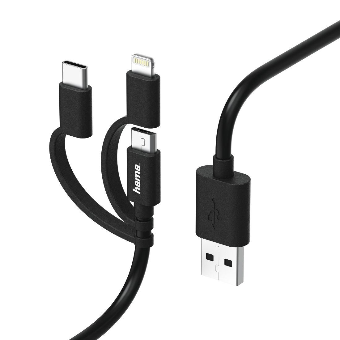 Adapter Hama ADAPTER 3w1 MICRO USB, USB Type-C, LIGHTNING, 1.8m