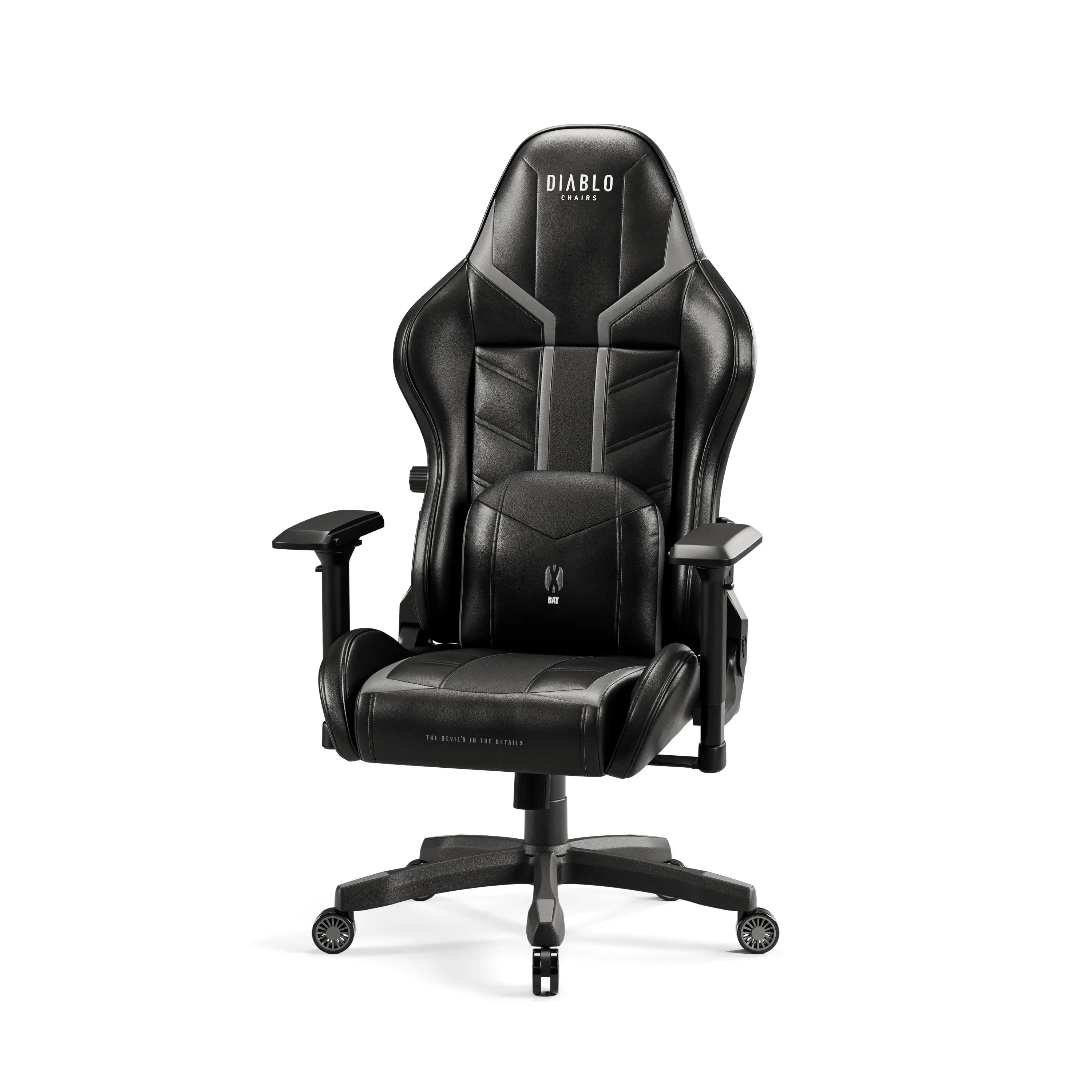 Fotel Diablo Chairs X-Ray 2.0 King Size Gamingowy do 160kg Skóra ECO Czarno-szary