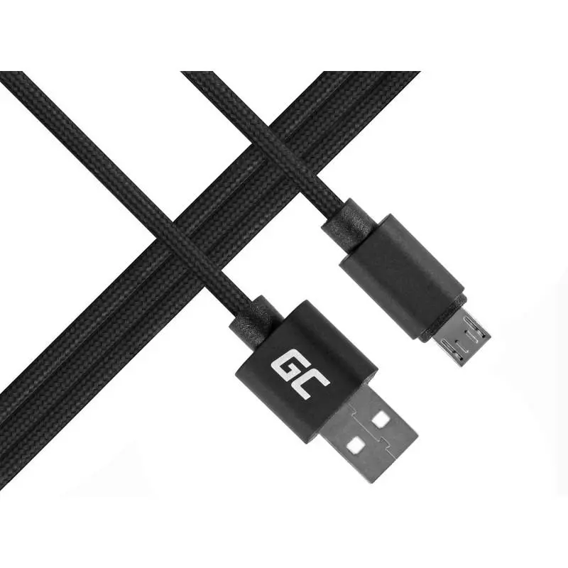 Kabel Green Cell Przewód micro USB Nylon 1m Czarny