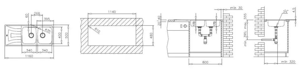 Zlewozmywak Teka Universo 2C 1E MTX Stalowy Inox
