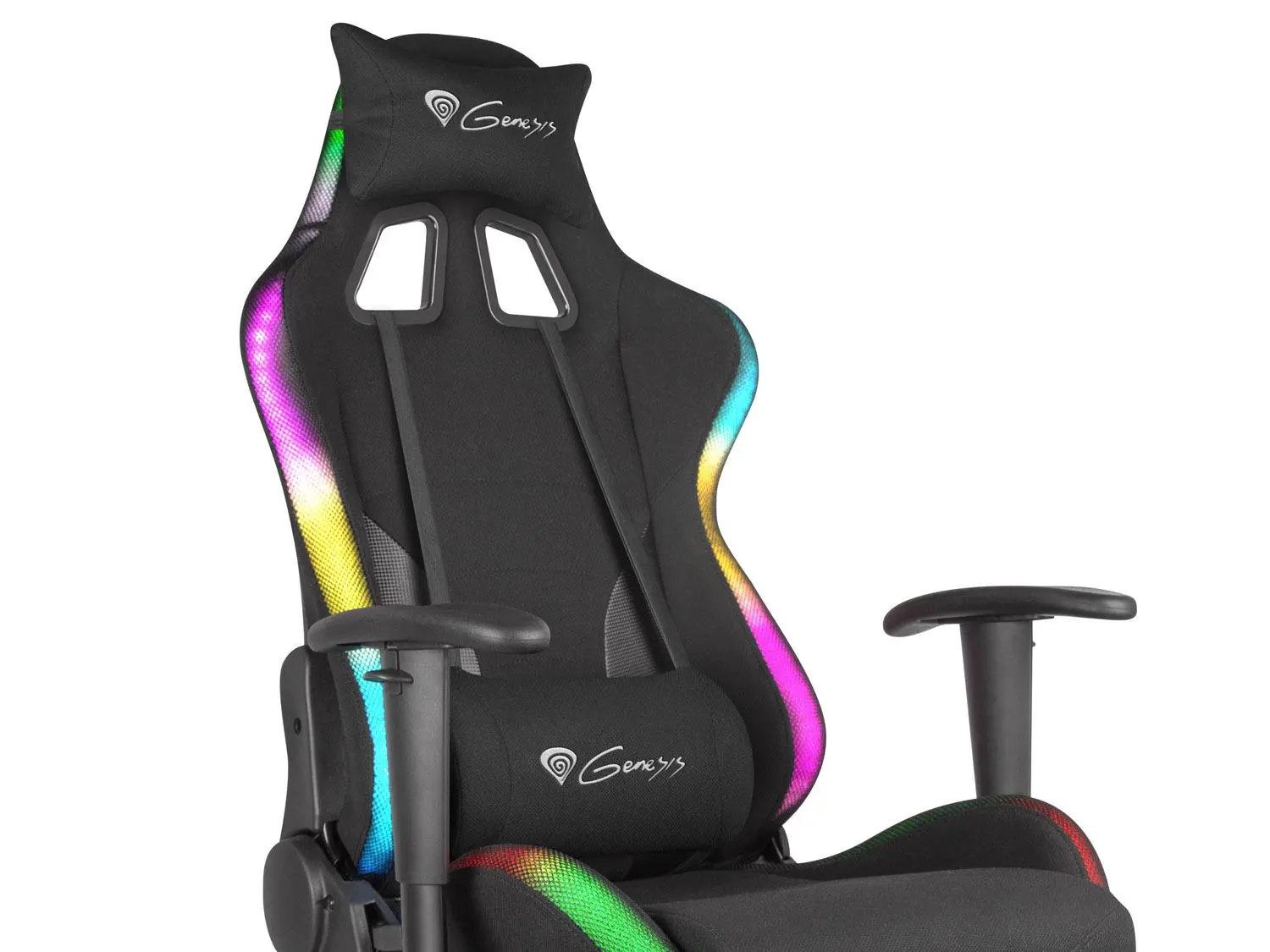 Fotel Genesis Trit 600 RGB Gamingowy do 150kg Skóra ECO Tkanina Czarny