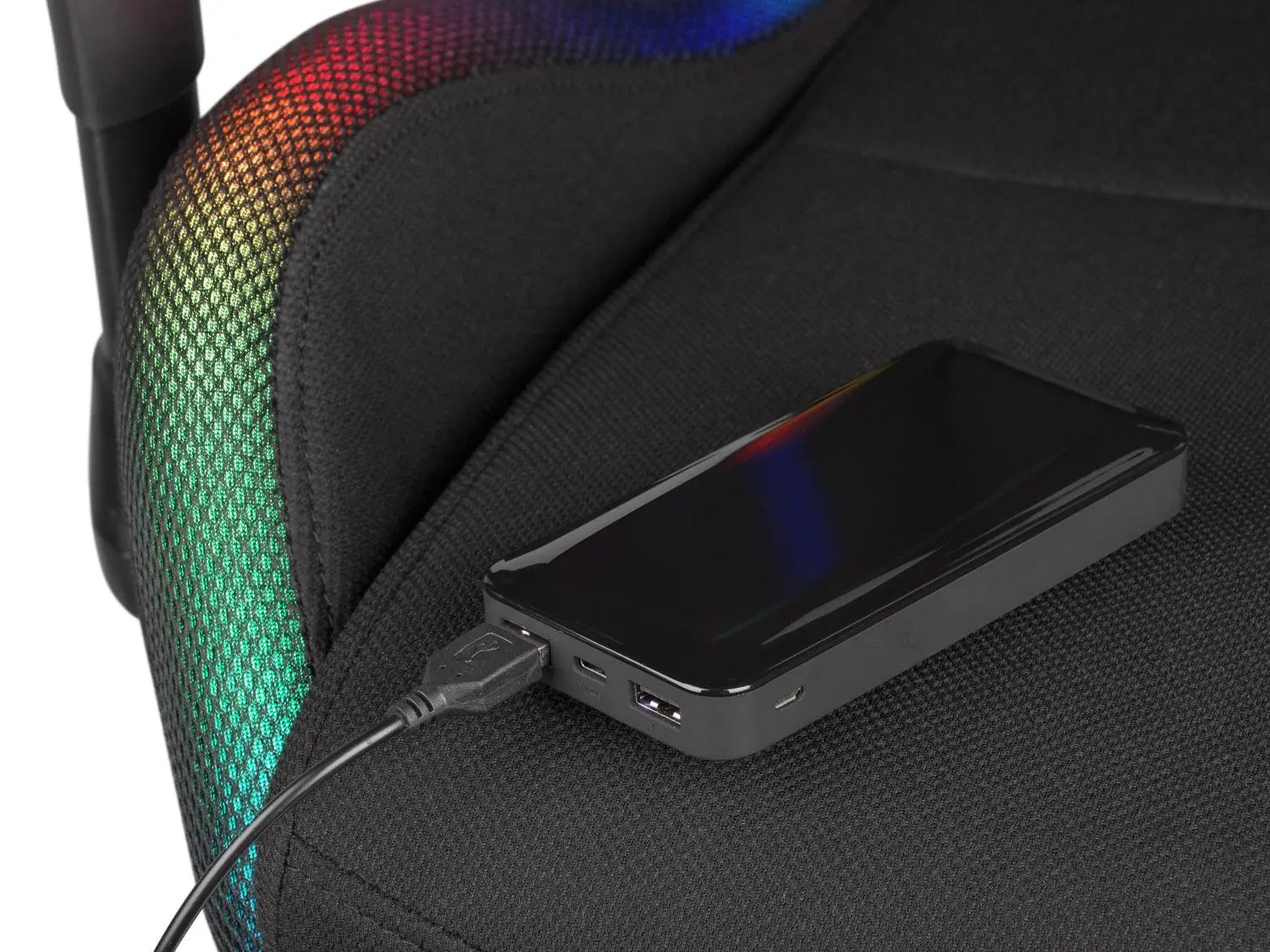 Fotel Genesis Trit 600 RGB Gamingowy do 150kg Skóra ECO Tkanina Czarny