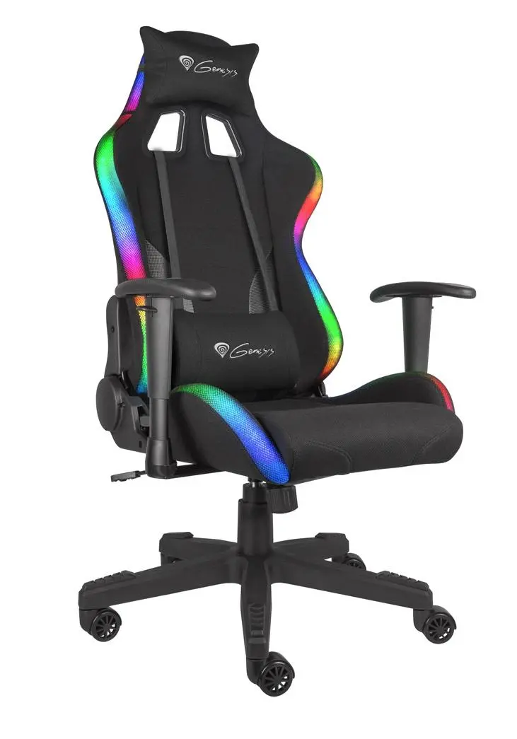 Fotel Genesis Trit 600 RGB Gamingowy do 150kg Skóra ECO Tkanina Czarny