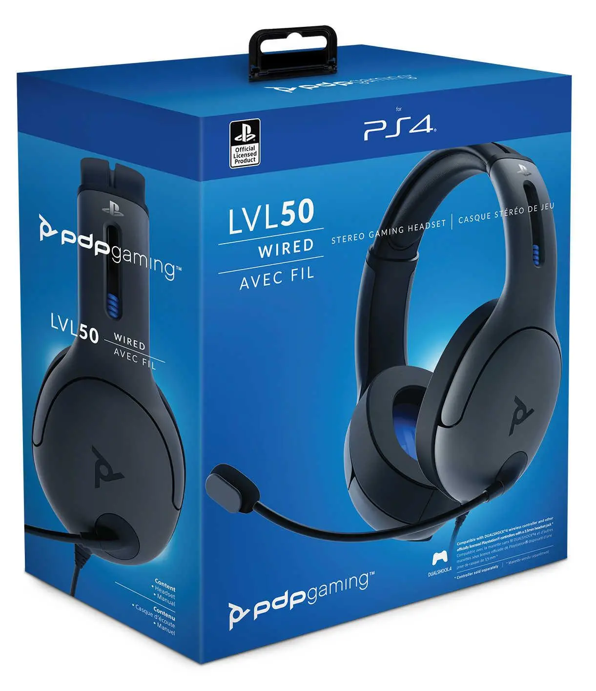 Słuchawki przewodowe z mikrofonem PDP LVL50 Wired PlayStation 4 Nauszne Szary