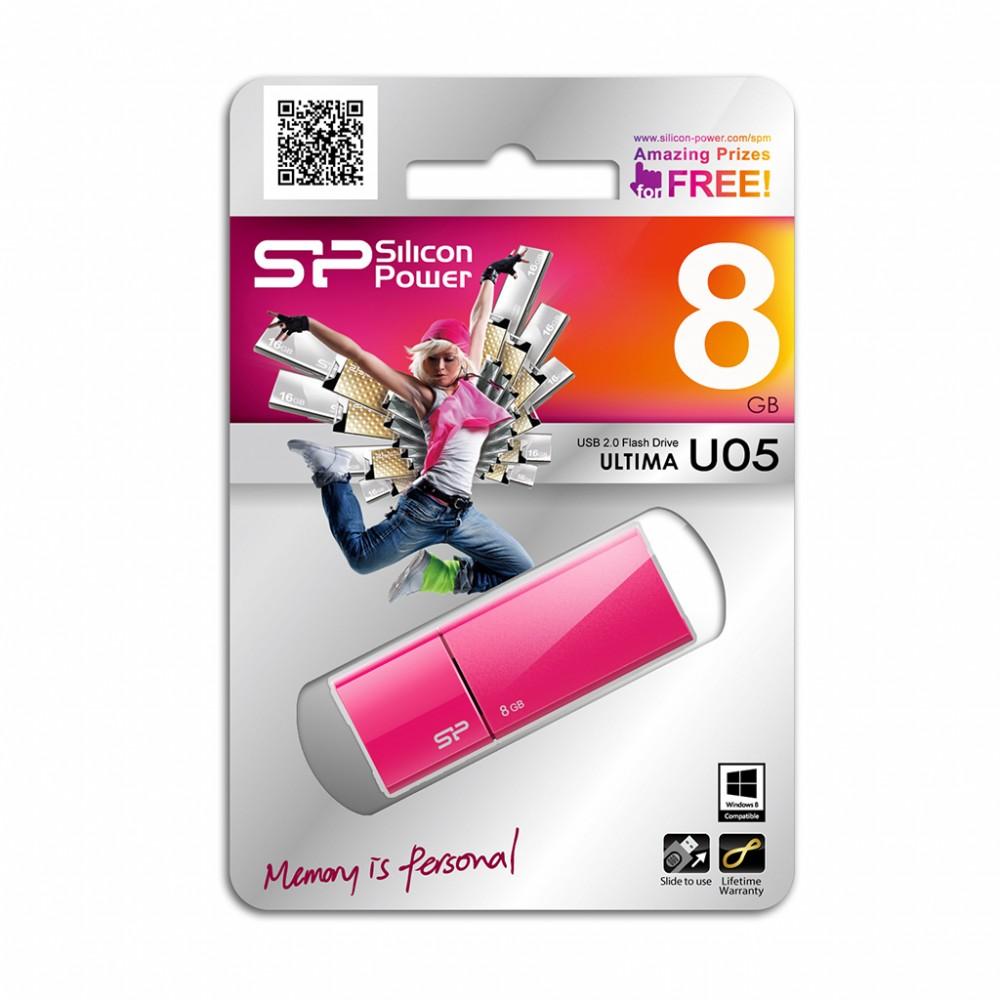 PenDrive Silicon Power Ultima U05 8GB USB 2.0 (różowy)