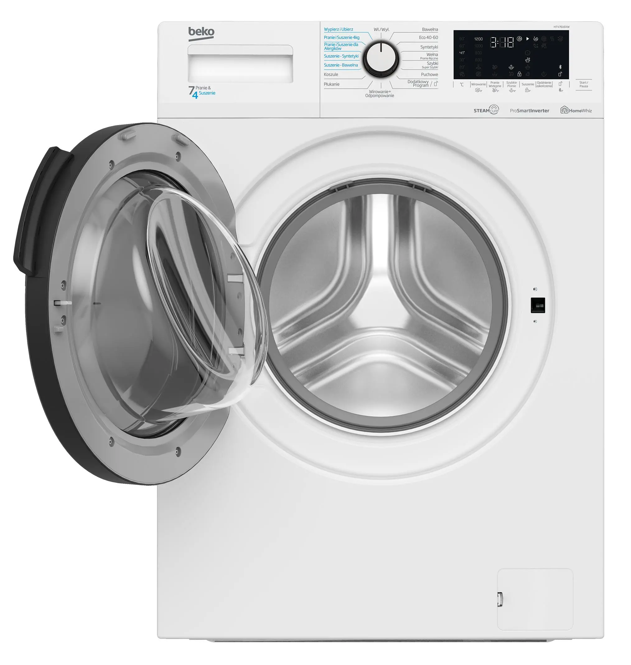 Pralko-suszarka Beko HTV7616XW SteamCure  45cm 7kg/4kg Zdalne sterowanie