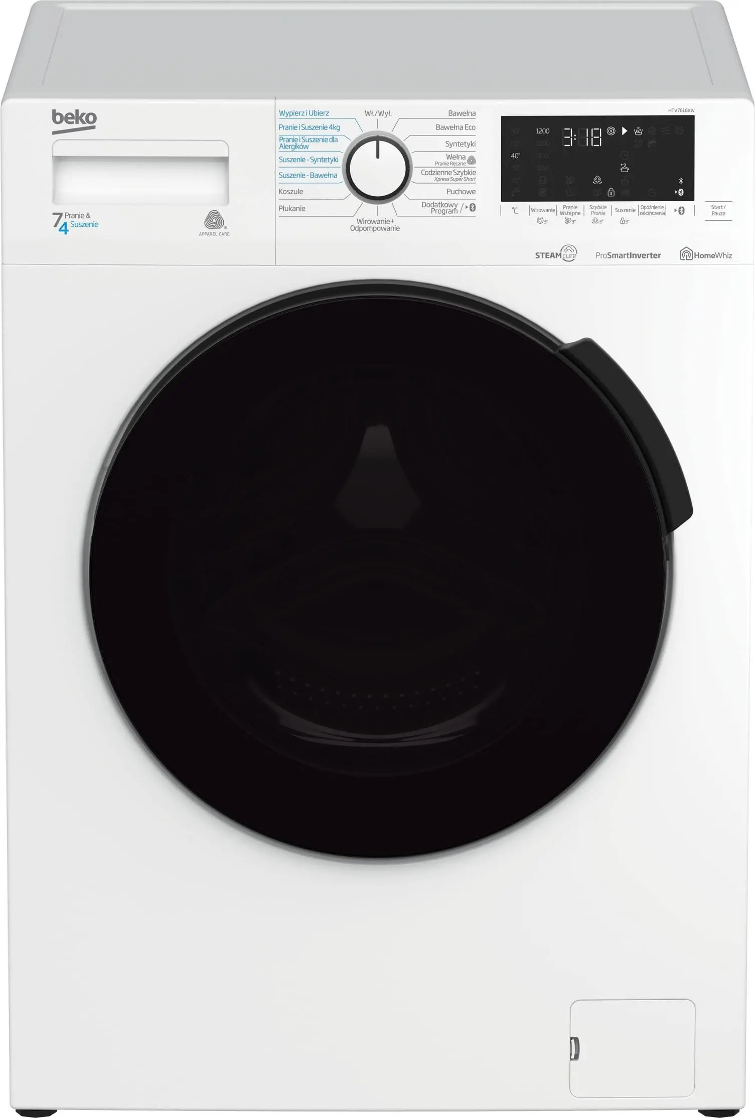 Pralko-suszarka Beko HTV7616XW SteamCure  45cm 7kg/4kg Zdalne sterowanie