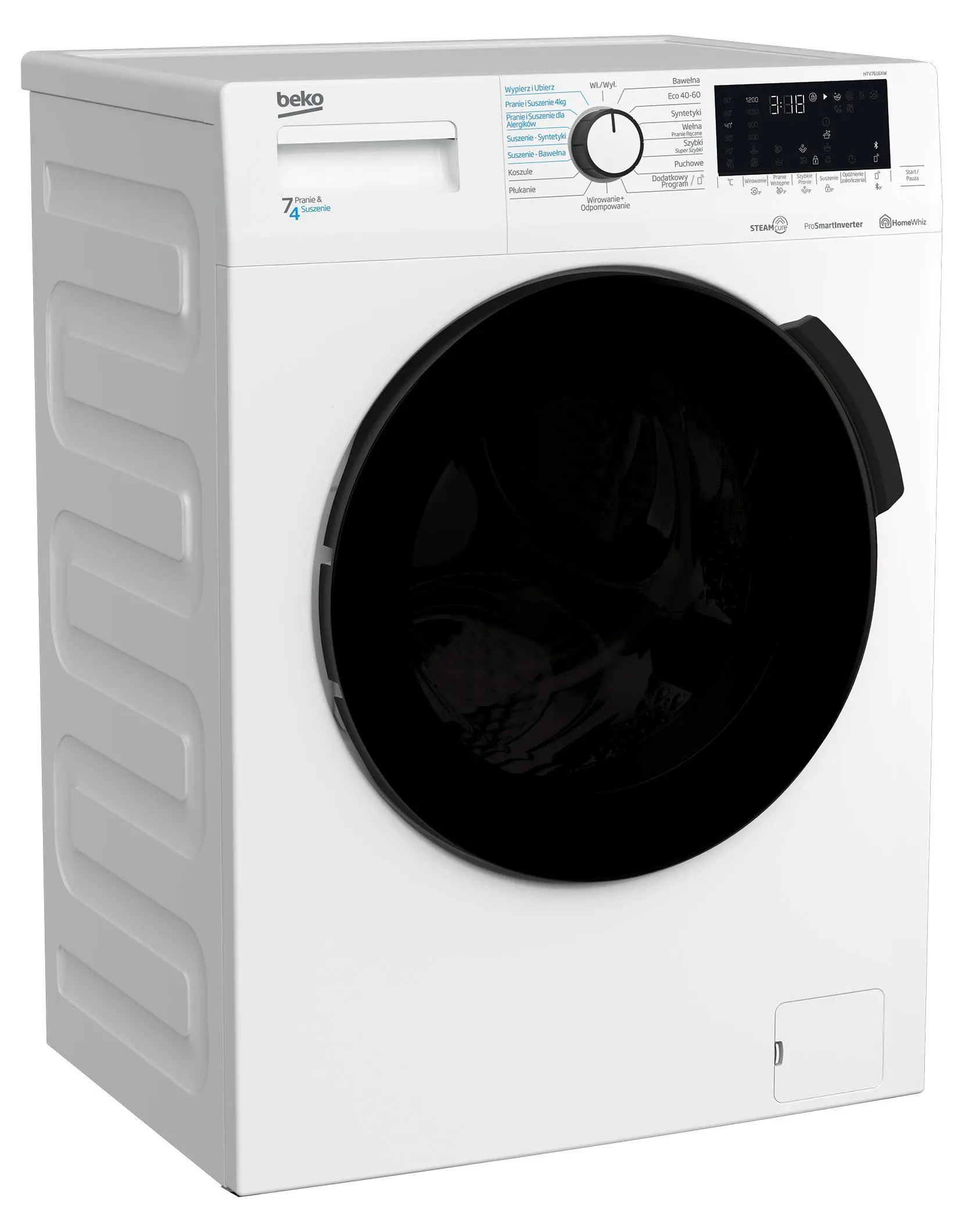 Pralko-suszarka Beko HTV7616XW SteamCure  45cm 7kg/4kg Zdalne sterowanie