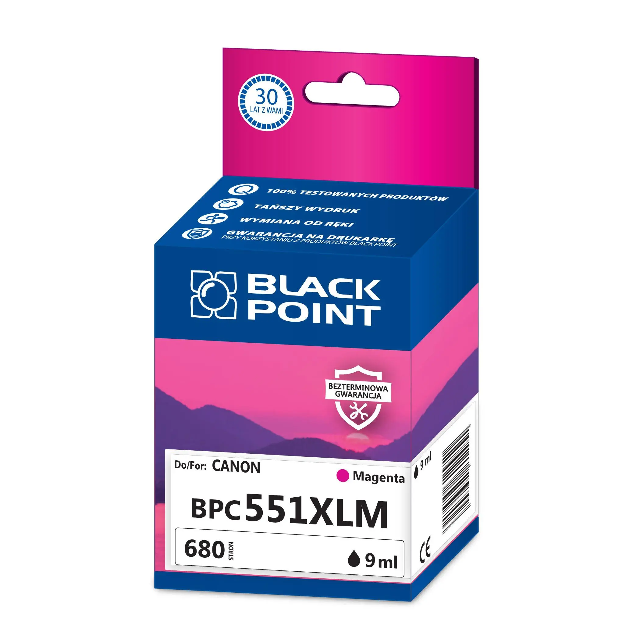 Tusz Black Point BPC551XLM (zamiennik CLI-551M XL) Purpurowy 9 ml