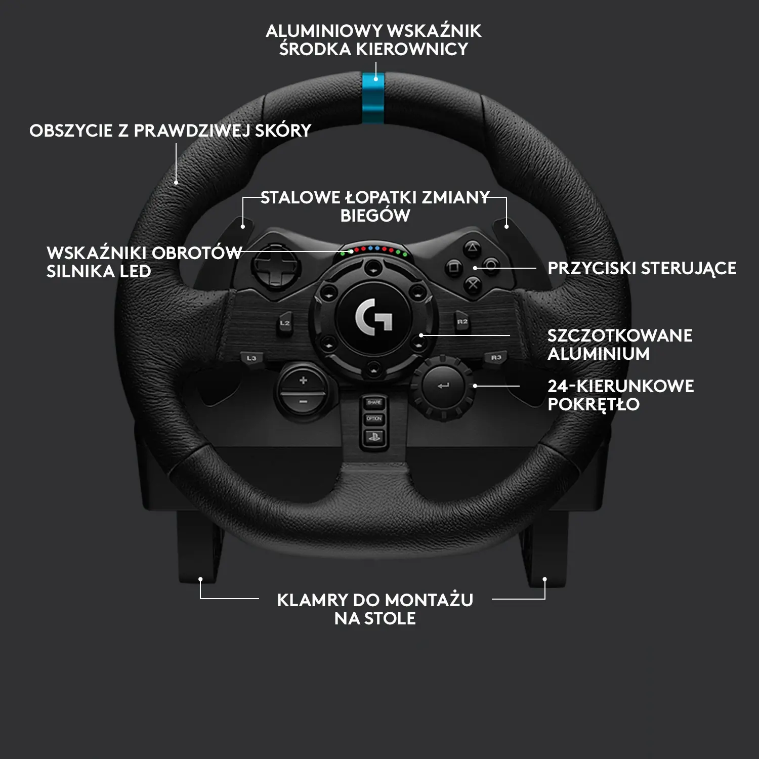 Kierownica Logitech G923 z pedałami do PS5, PS4, PC Force Feedback