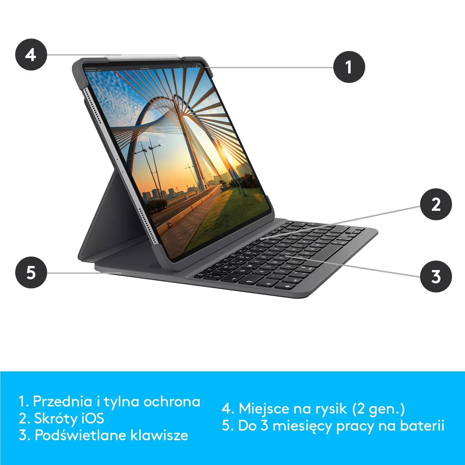 Etui na tablet Logitech Slim Folio Pro iPad Pro 11 (1. i 2.gen.) Grafitowy