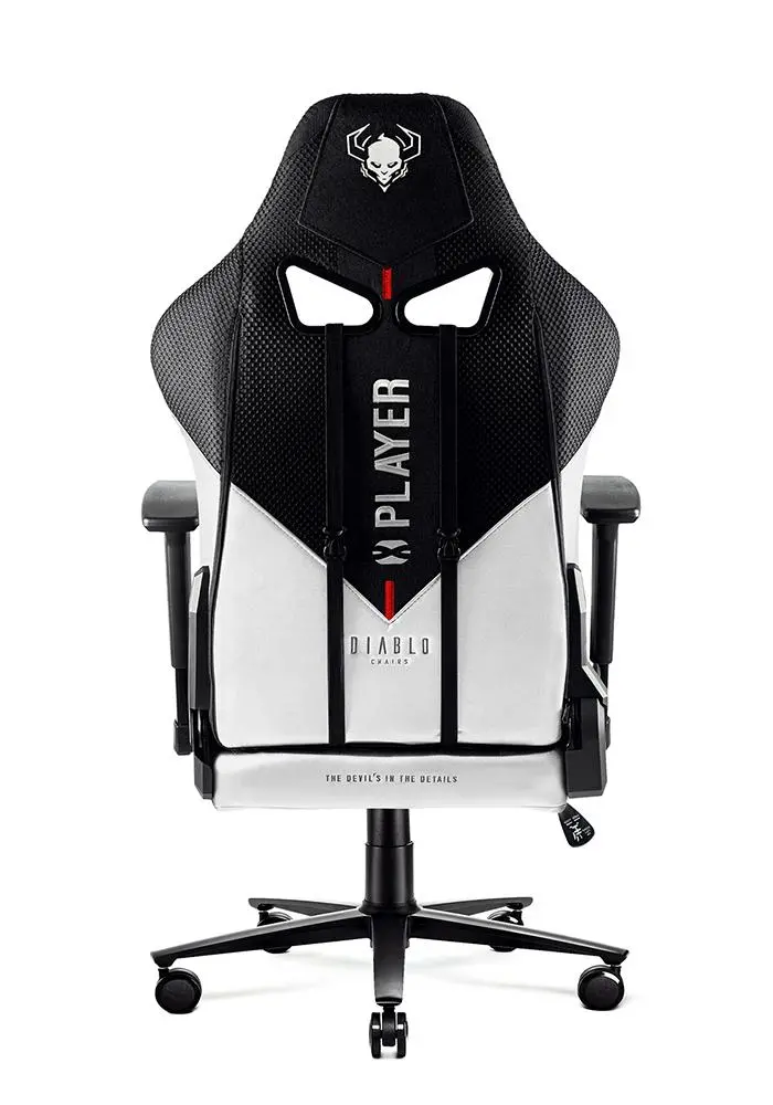 Fotel Diablo Chairs X-Player 2.0 Normal Size Gamingowy do 150kg Skóra ECO Tkanina Czarno-biały