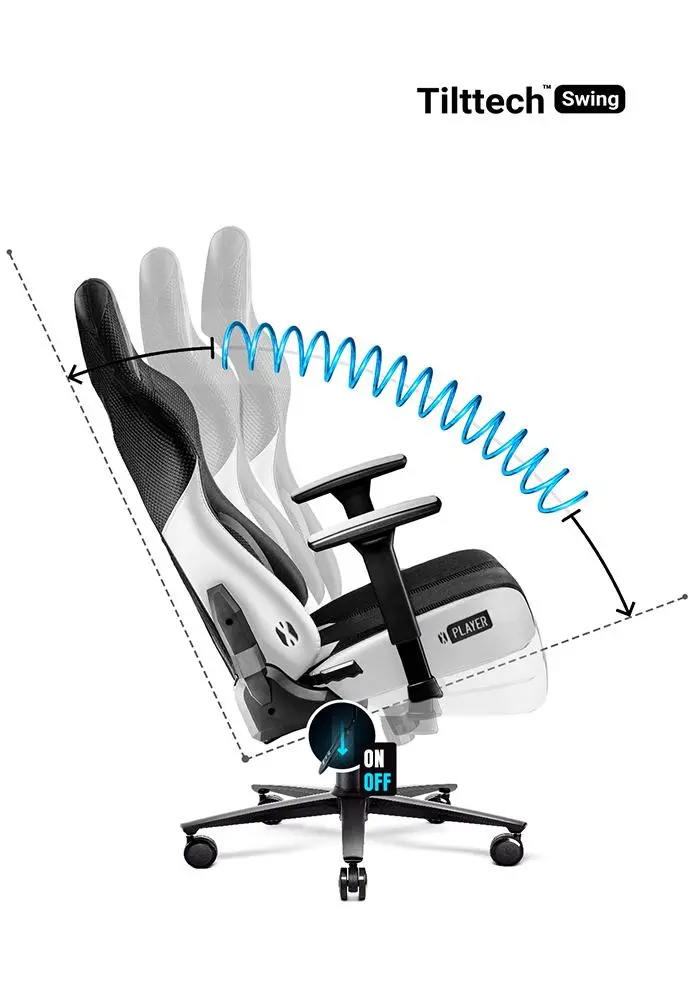 Fotel Diablo Chairs X-Player 2.0 Normal Size Gamingowy do 150kg Skóra ECO Tkanina Czarno-biały