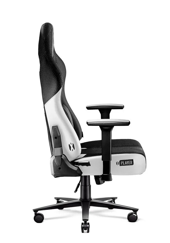 Fotel Diablo Chairs X-Player 2.0 Normal Size Gamingowy do 150kg Skóra ECO Tkanina Czarno-biały