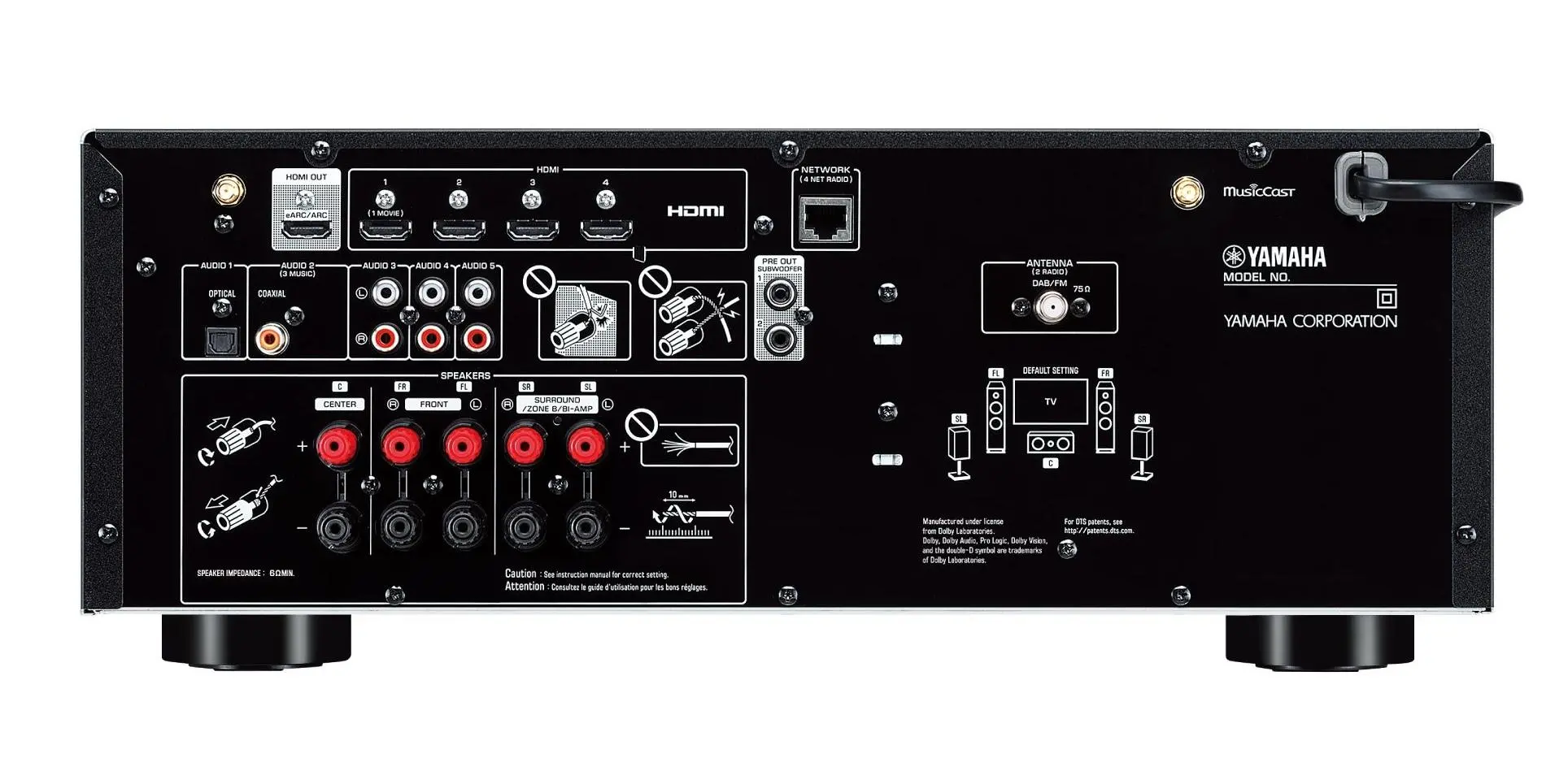 Amplituner Yamaha MusicCast RX-V4A 5.2-kanałowy Wi-Fi Bluetooth AirPlay Czarny