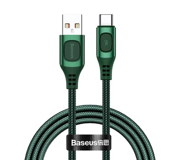 kabel USB Baseus Kabel szybkiego ładowania USB-C  Flash, QC 3.0, Huawei SCP, Samsung AFC, 5A, 1m (zielony)