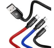 Baseus USB 3w1 USB-C Lightning Micro 3,5A 0,3m Czarny
