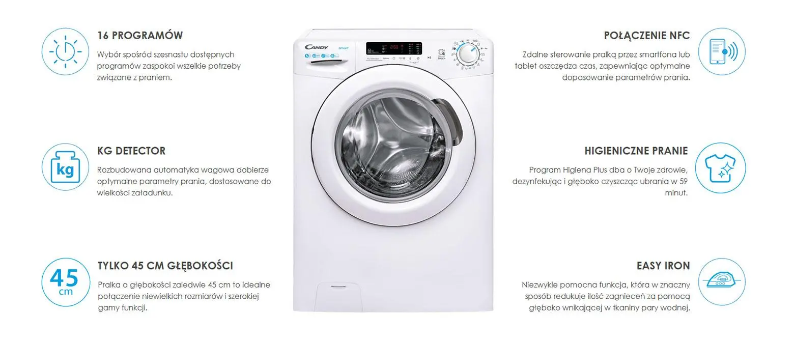 Pralka Candy Smart CS4 1072DE/1-S Slim 7kg 1000obr/min