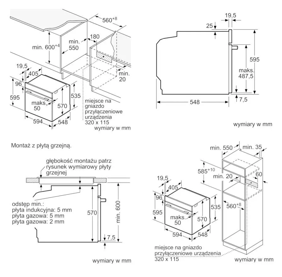 Piekarnik elektryczny Bosch Serie 4 HBA534BB0 Termoobieg Czarny