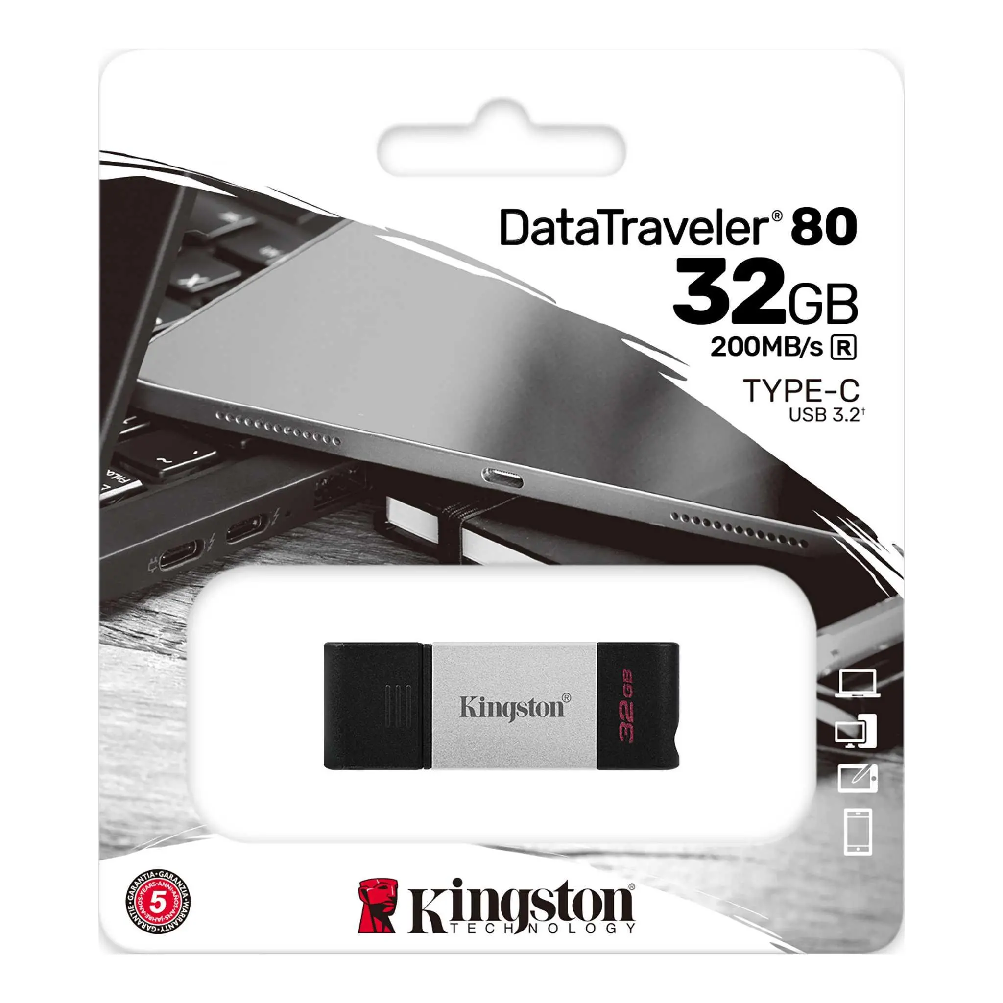 PenDrive Kingston DT80 32GB USB 3.2 Typ-C Czarno-srebrny