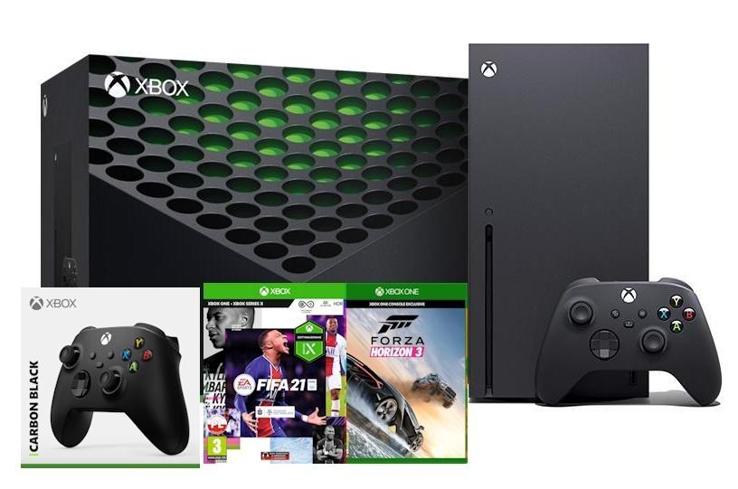 Konsola Xbox Series X + FIFA 21 + Forza Horizon 3 + dodatkowy pad (czarny)