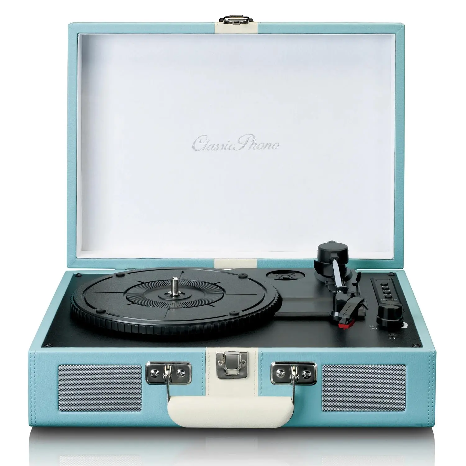 Gramofon Lenco TT-110BUWH Manualny Napęd paskowy Bluetooth Niebiesko-biały