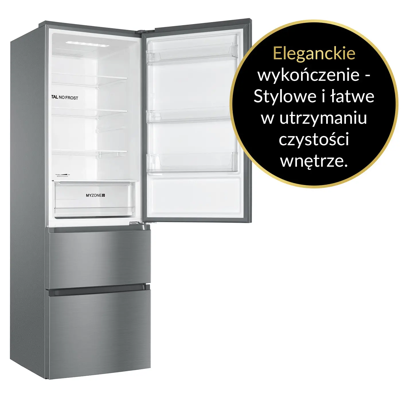 Lodówka Haier Seria 3 HTR3619ENMN Pełny No Frost 190,5cm Komora świeżości Srebrny