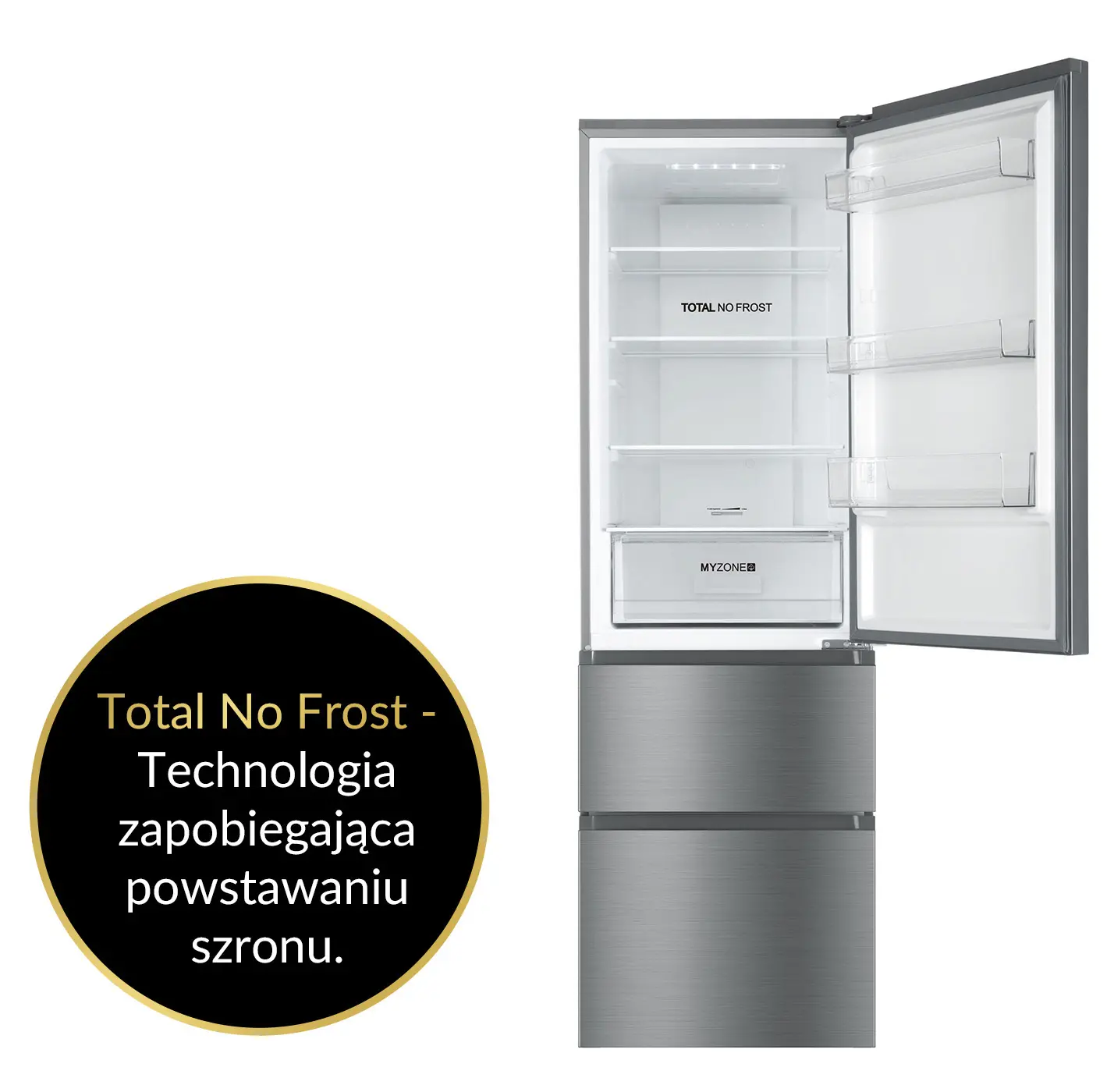 Lodówka Haier Seria 3 HTR3619ENMN Pełny No Frost 190,5cm Komora świeżości Srebrny