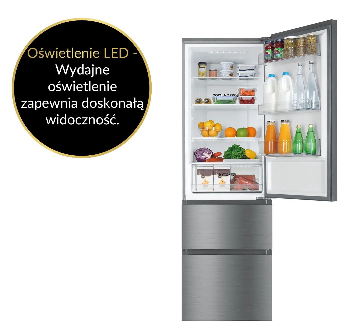 Lodówka Haier Seria 3 HTR3619ENMN Pełny No Frost 190,5cm Komora świeżości Srebrny