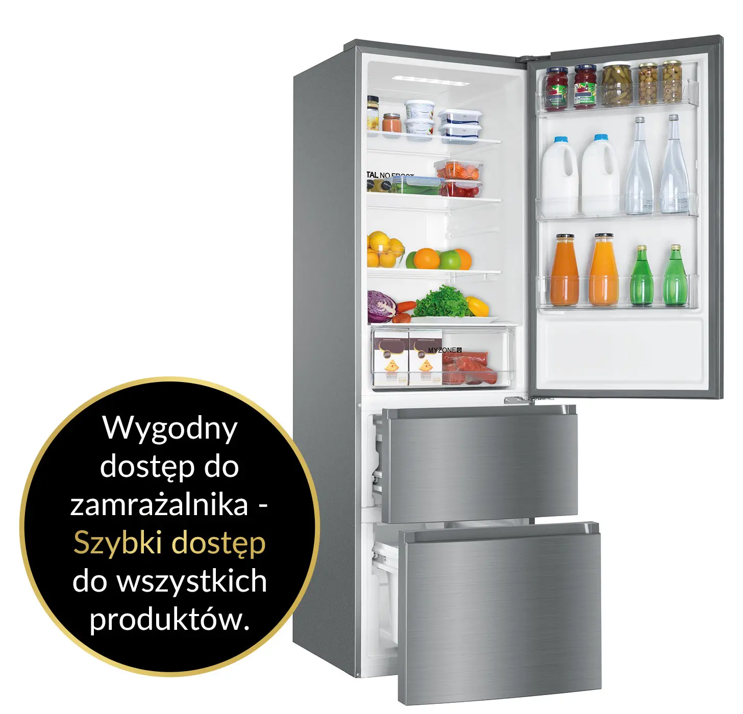 Lodówka Haier Seria 3 HTR3619ENMN Pełny No Frost 190,5cm Komora świeżości Srebrny