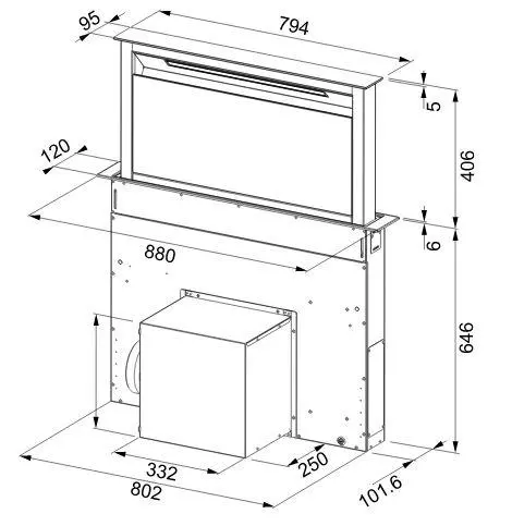 Okap blatowy Franke Downdraft FDW 908 IB XS Srebrno-czarny