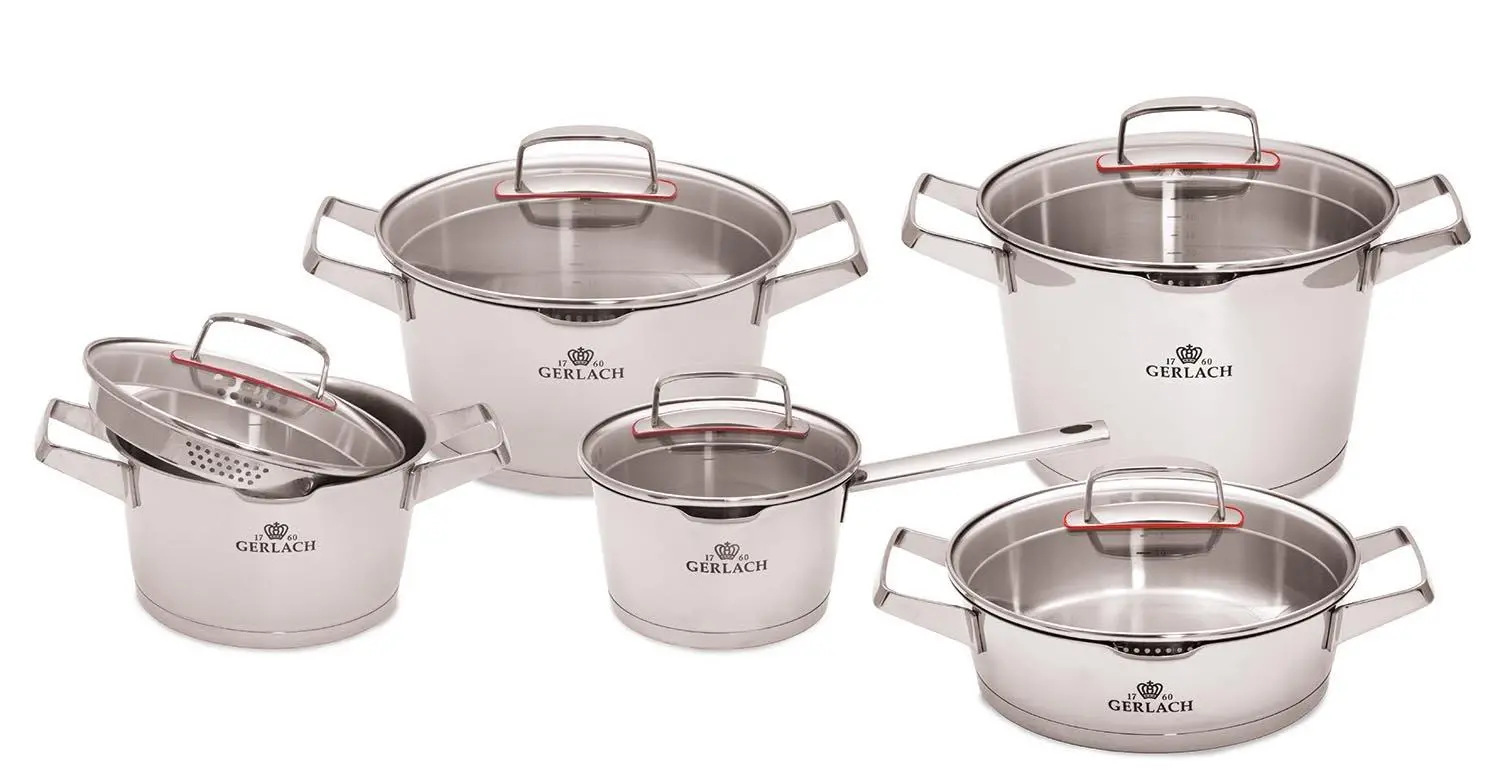 Zestaw garnków Gerlach Superior Indukcja Stal szlachetna 10 elementów