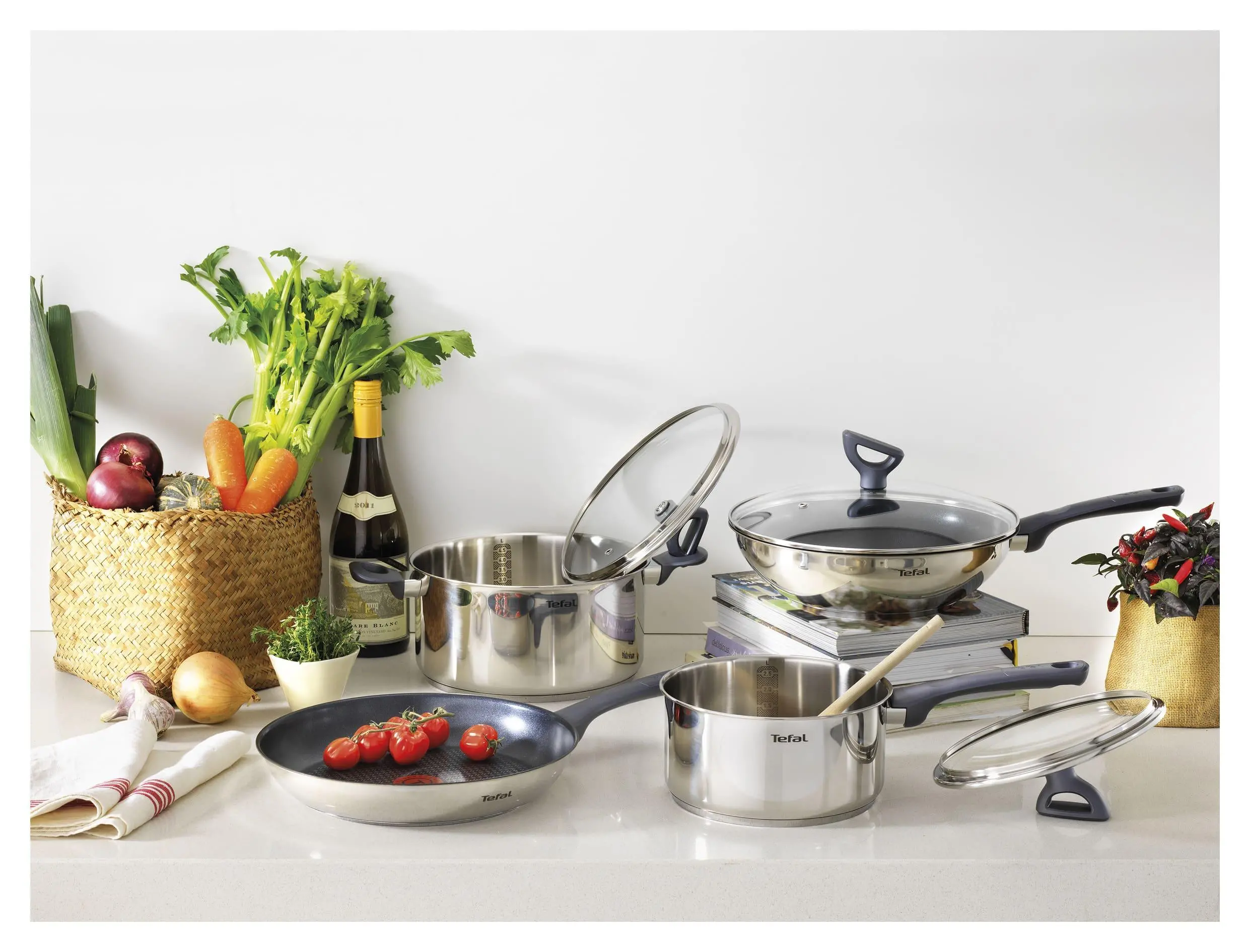 Zestaw garnków Tefal Daily Cook G712SA55 Indukcja Stal nierdzewna 10 elementów